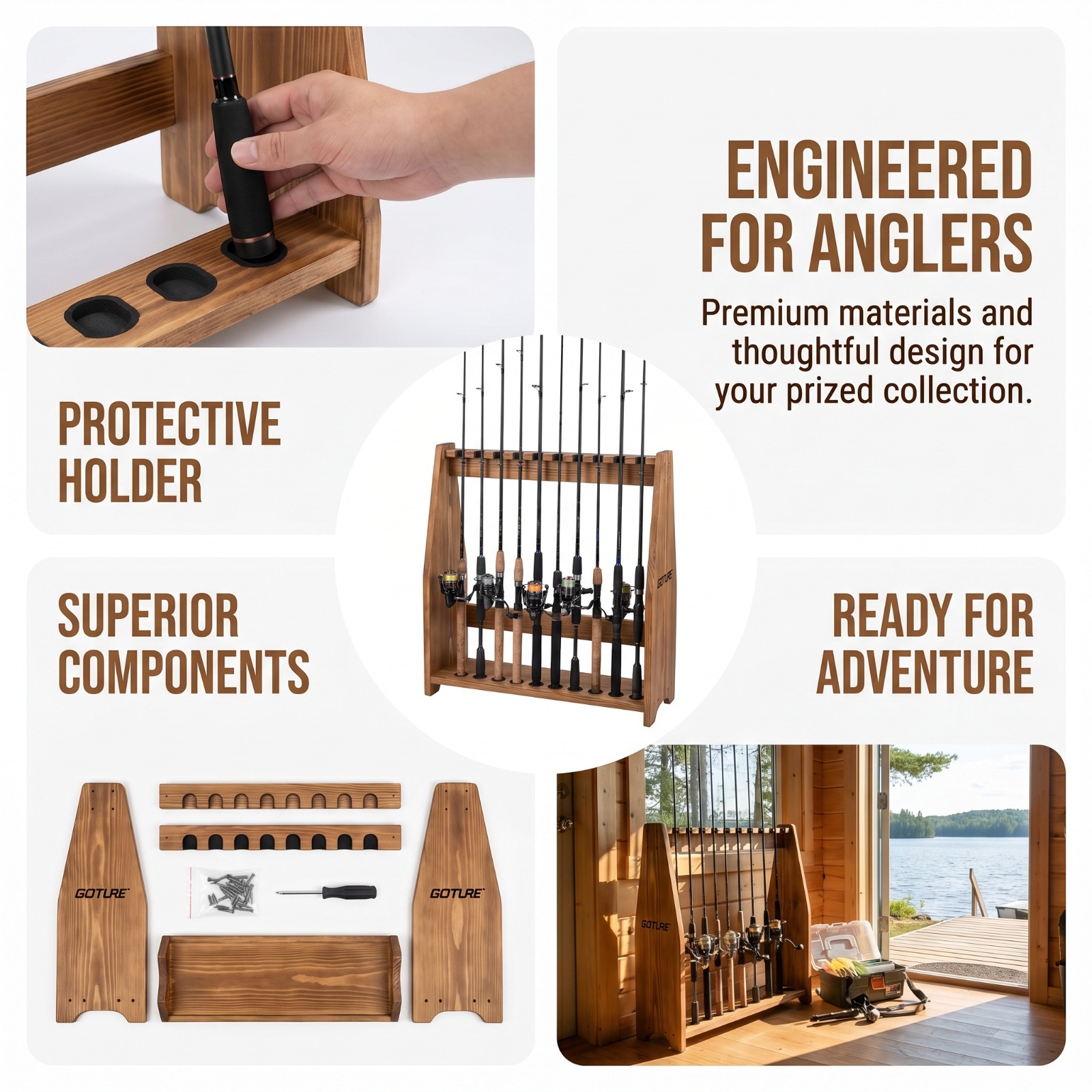 Goture 10 Slots Carbonized Pin - đánh giá và giá Fishing Equipment Organizer